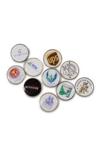 Printed golf ball markers with printed logo