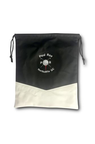 Embroidered golf Shoe Bag Black/White