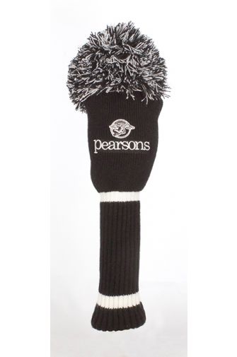 Pompom headcover with embroidered logo. Black/White 