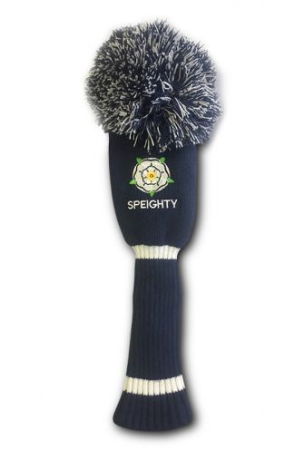 Pom Pom Navy/White headcover with embroidered wording
