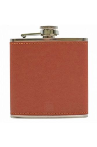 6oz PU Leather Flask TAN