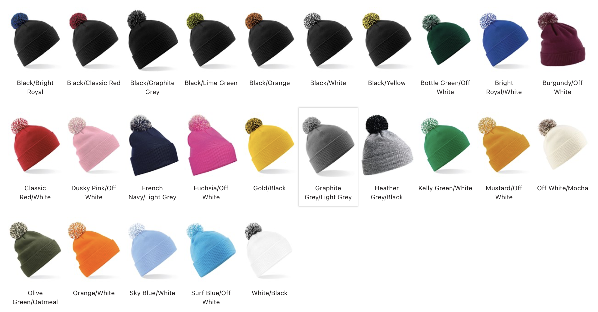Snowstar Golf Beanie Colours